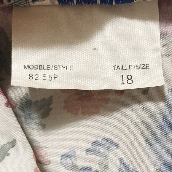 PETITE EXPRESS Vintage plus-size tie neck floral print blouse ~ XXL 2X sz 18 top - Picture 11 of 13